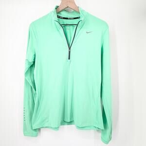 Nike Women's Dri-FIT Element Half-Zip Running Top Mint Green Size Medium Flaw